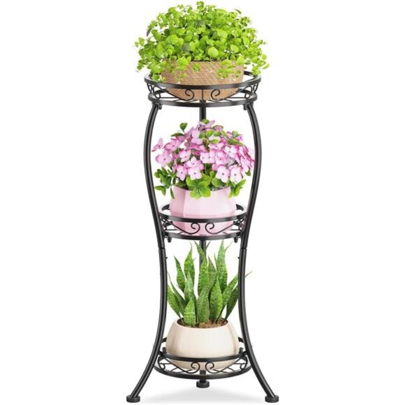 3 Tier Tall Metal Plant Stand, 33 Inch Plant Stands Indoor Outdoor - Picture 1 of 14